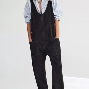 We the free people black denim overalls s